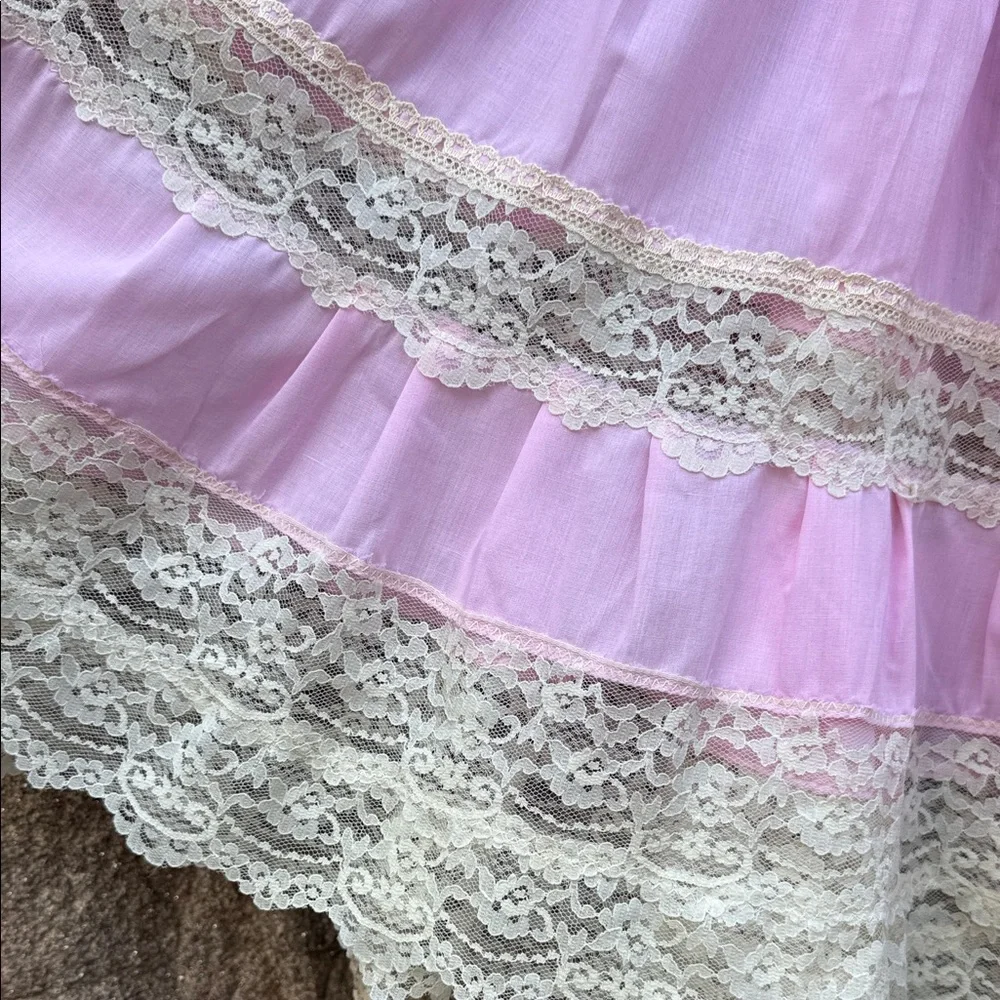 Vintage Chic Pink & Lace Full-Circle Skirt tutu square-dance retro rockabilly - Picture 3 of 14